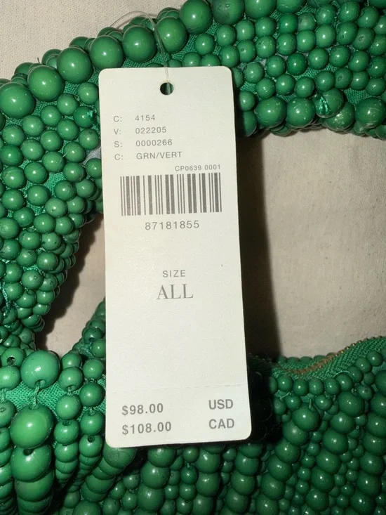 Anthropologie Green Beaded Round Handbag - Picture 3 of 4
